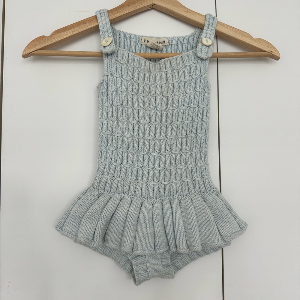 Misha And Puff Light Blue Knit Bodysuit
